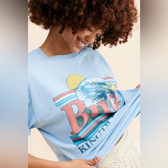 Junk Food Clothing x Budweiser Unisex Eagle King Beer Tee in Color Sky Blue - Picture 4 of 7